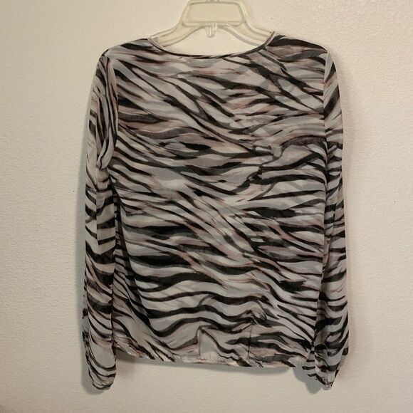 Calvin Klein Zebra Print Faux Wrap Blouse Top XS - Picture 7 of 8